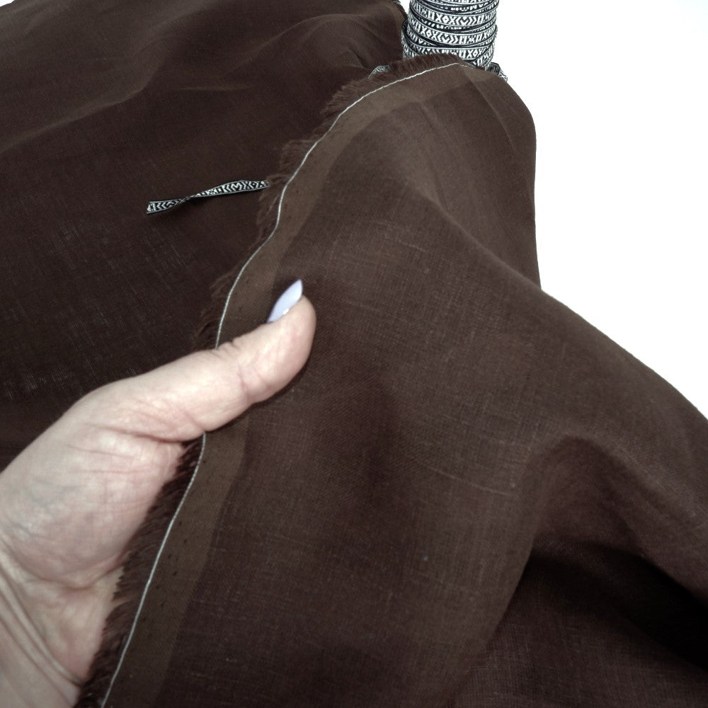 Brown - wide linen fabric - 180gsm - 707R