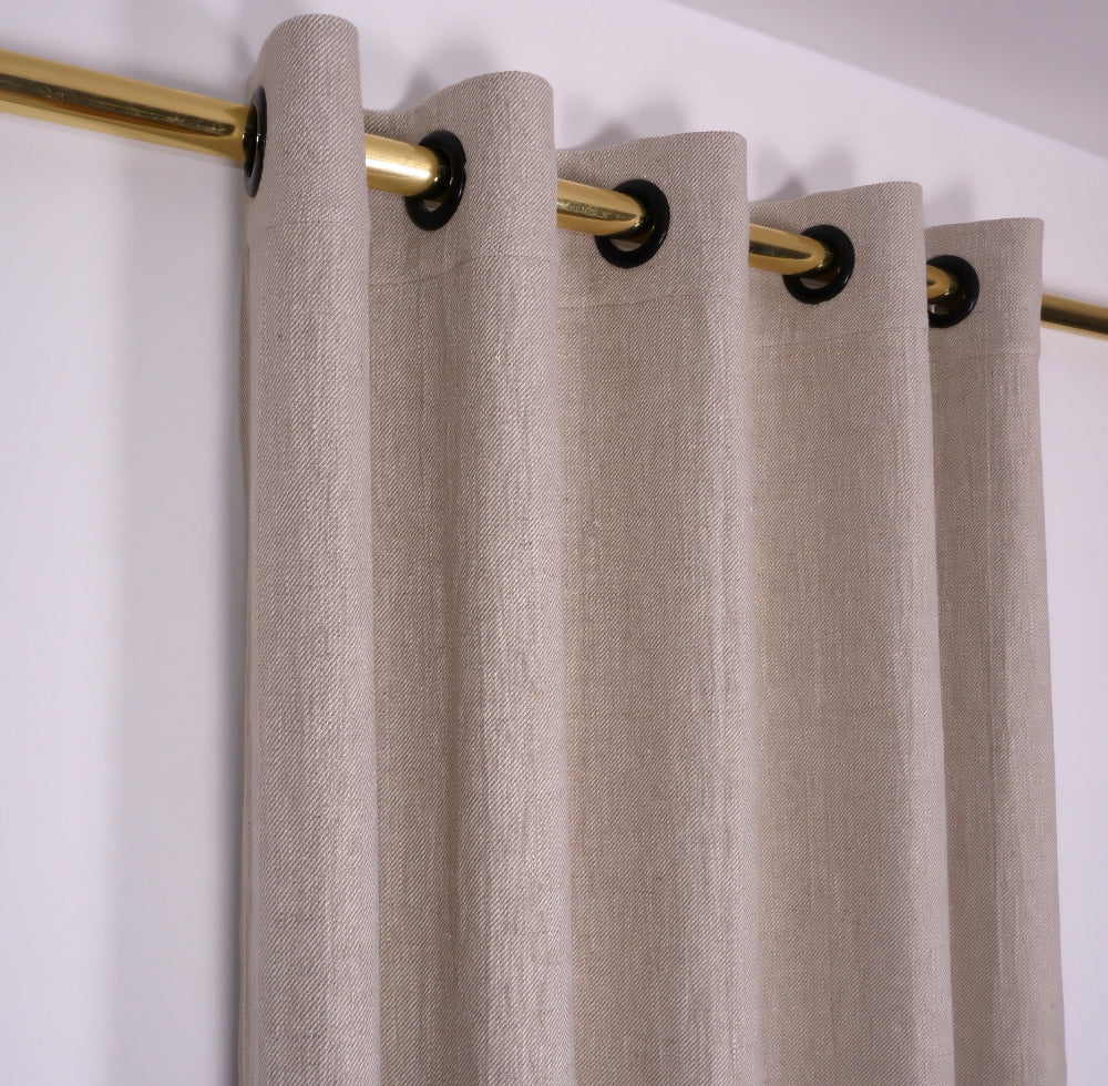 Twill oatmeal linen curtain - grommet header