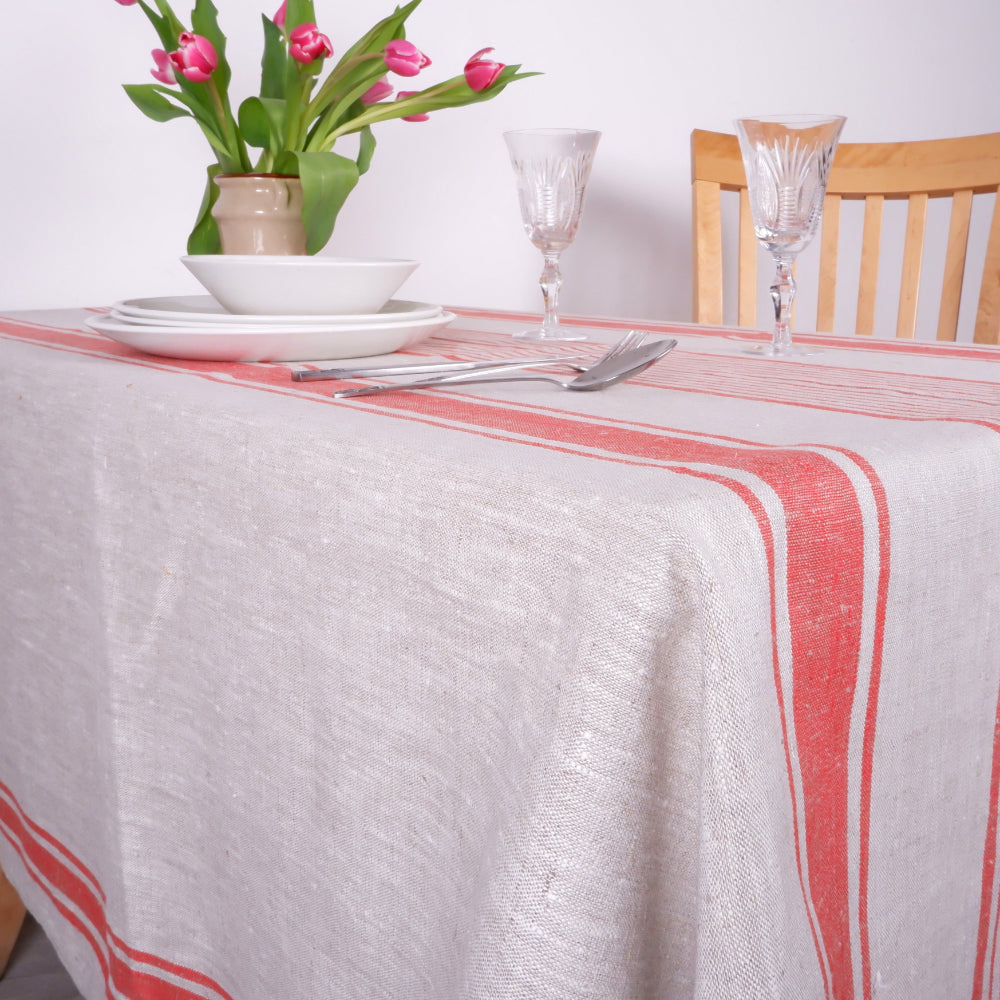 Village Red - linen tablecloth