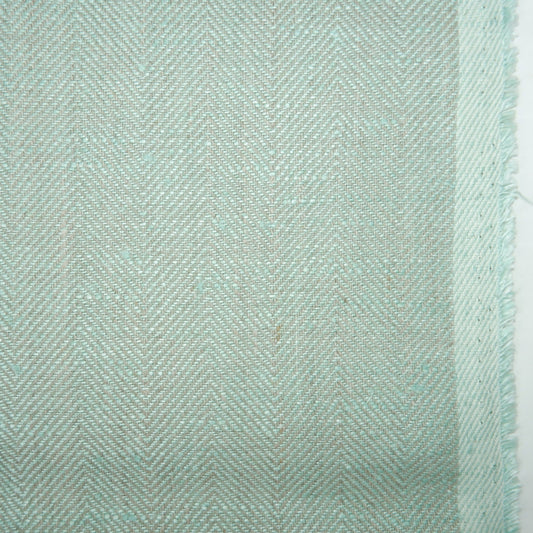Herringbone - mint natural - Heavy linen fabric - T016H