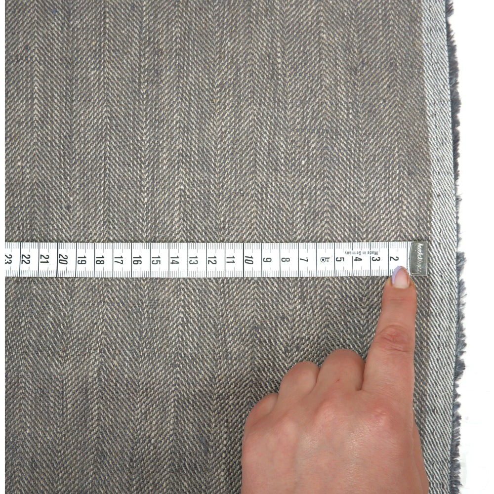 Herringbone - Grey&natural - Heavy linen fabric - T017H