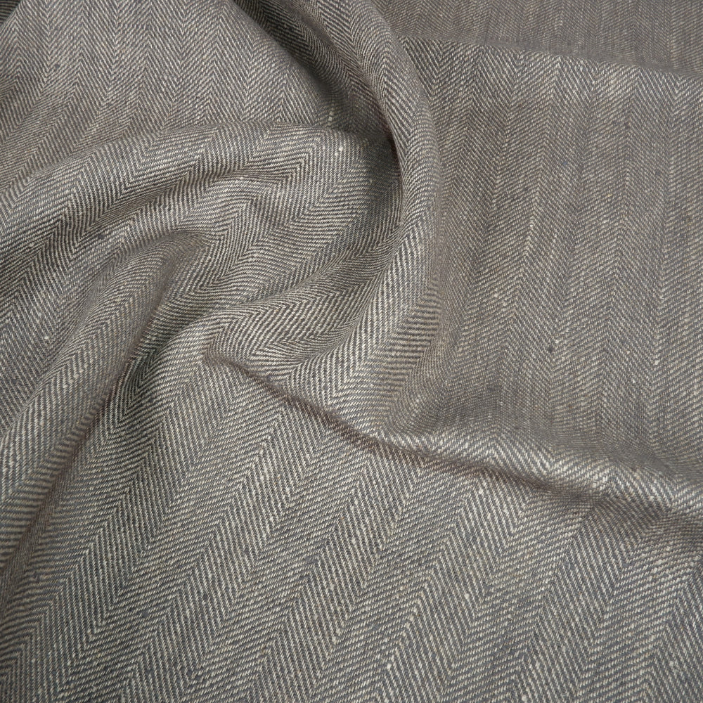 Herringbone - Grey&natural - Heavy linen fabric - T017H