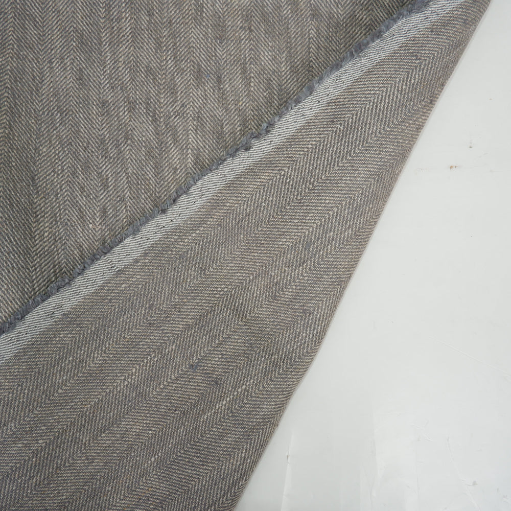 Herringbone - Grey&natural - Heavy linen fabric - T017H