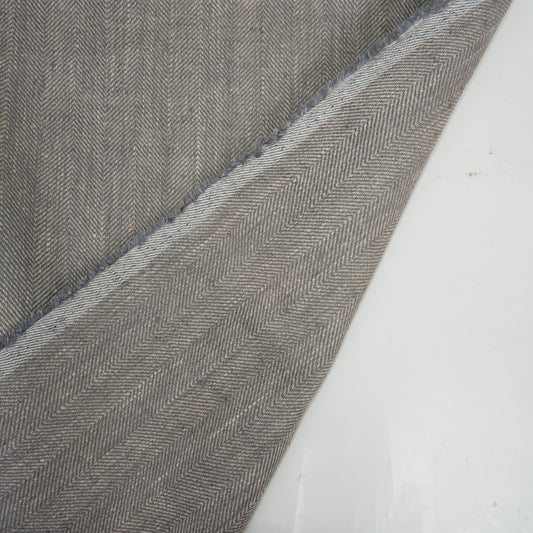 Herringbone - Grey&natural - Heavy linen fabric - T017H