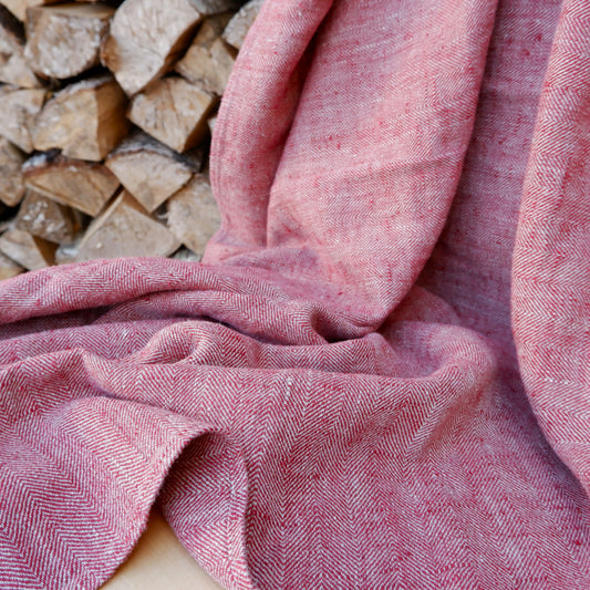 Herringbone Burgundy - linen blanket