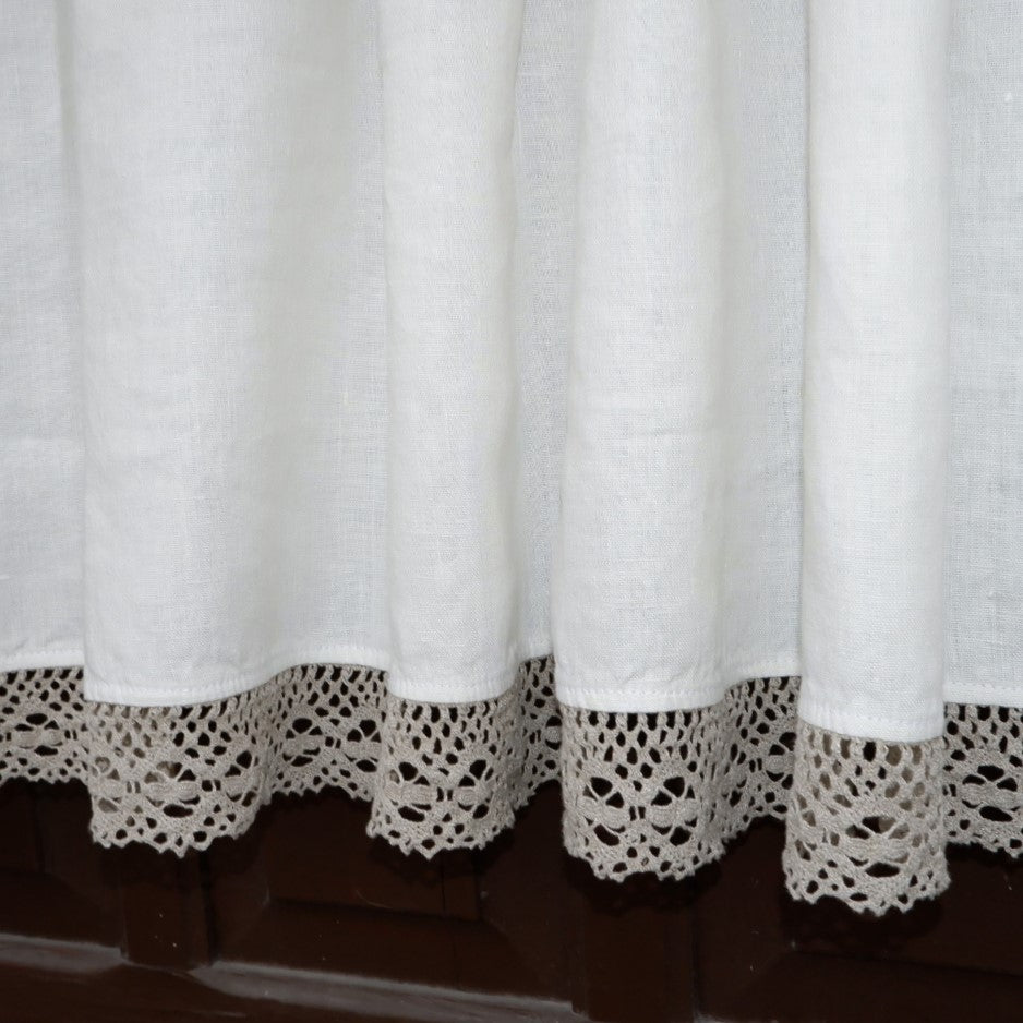 Kitchen valance curtains - Offwhite with natural lace