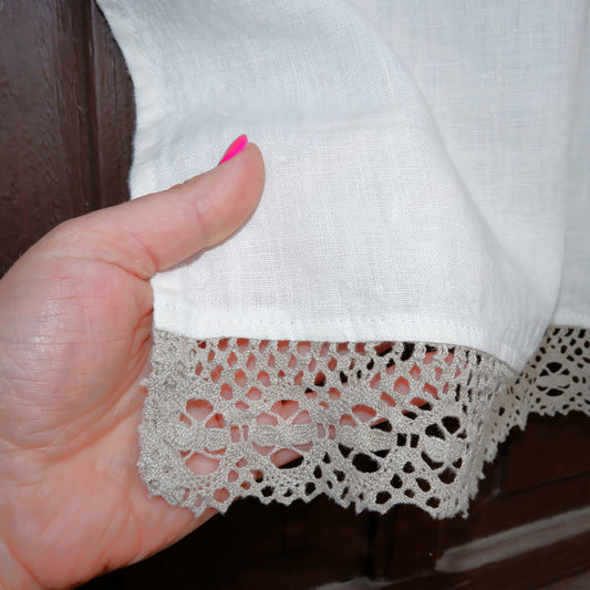 Kitchen valance curtains - Offwhite with natural lace