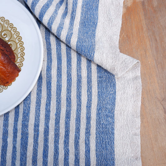 Navy blue - linen table runner - Provence - washed