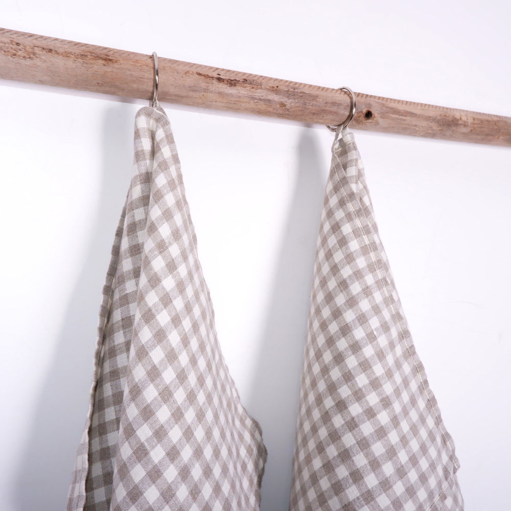 Natural checks - linen kitchen towel