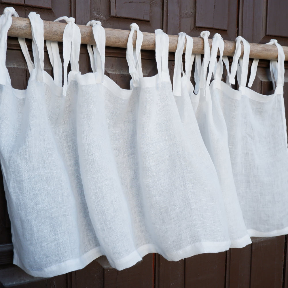 Kitchen valance curtains - Offwhite with ties