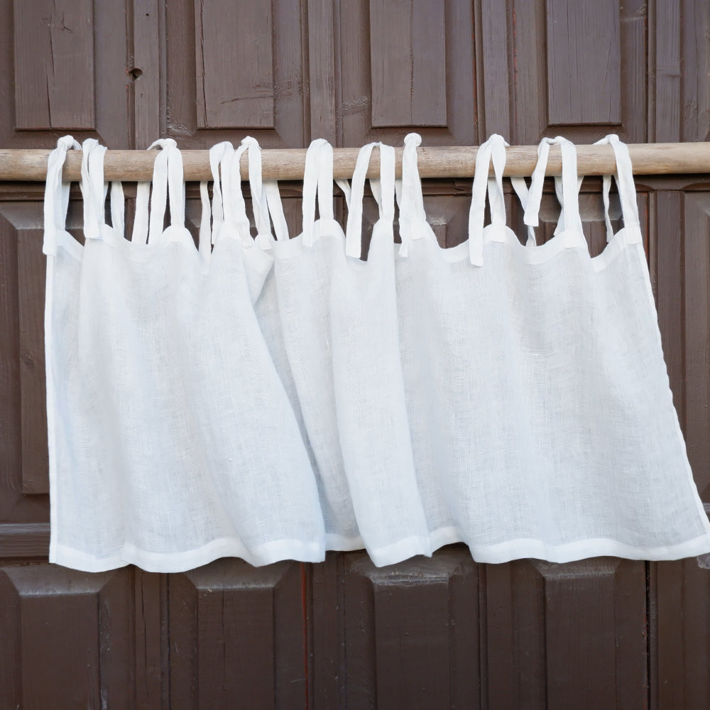 Kitchen valance curtains - Offwhite with ties