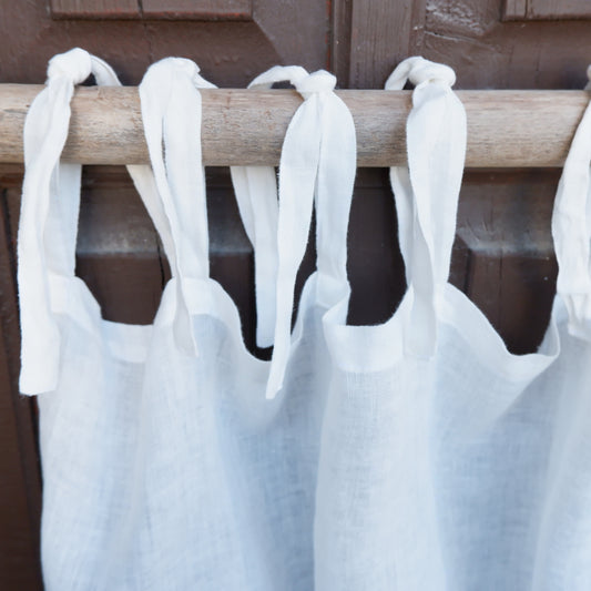 Kitchen valance curtains - Offwhite with ties