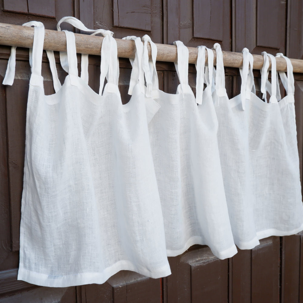 Kitchen valance curtains - Offwhite with ties