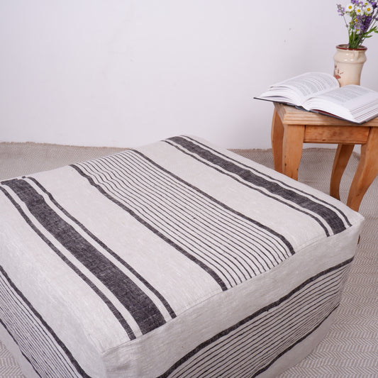 Linen ottoman slipcover - Village black