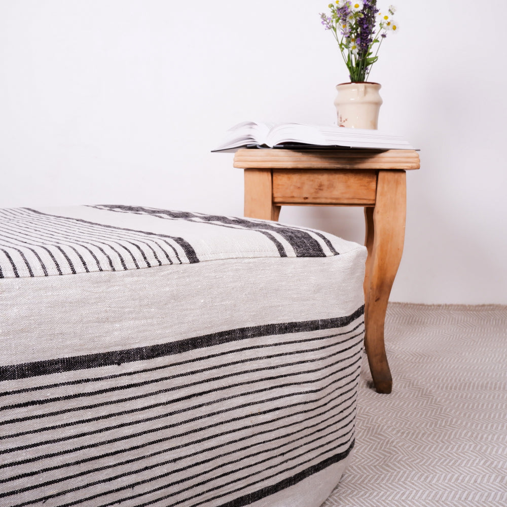 Linen ottoman slipcover - Village black
