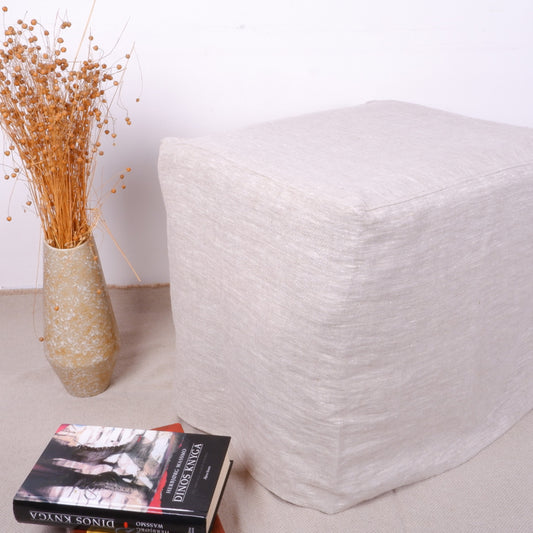Linen ottoman slipcover - Oatmeal