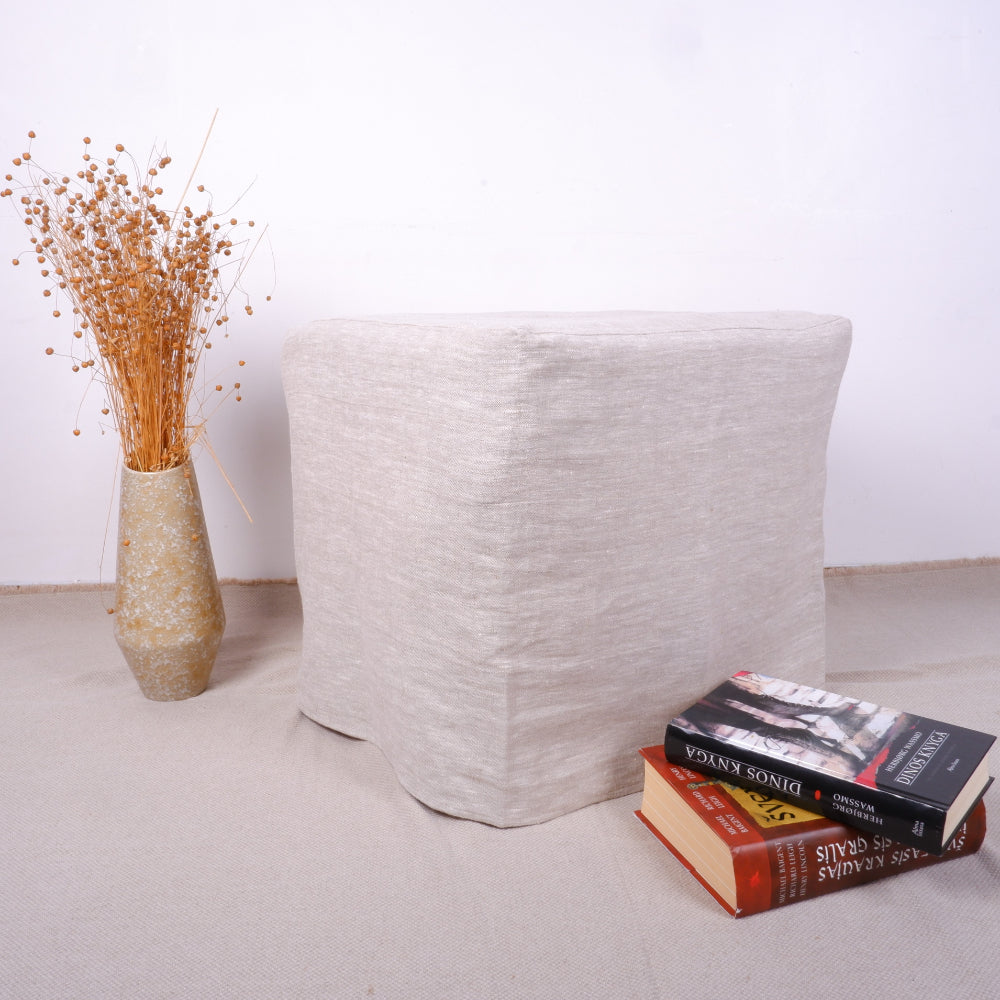 Linen ottoman slipcover - Oatmeal