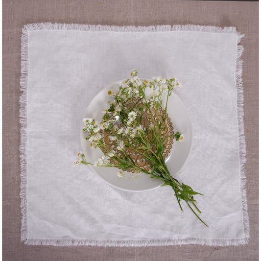Offwhite linen napkin - frayed edges