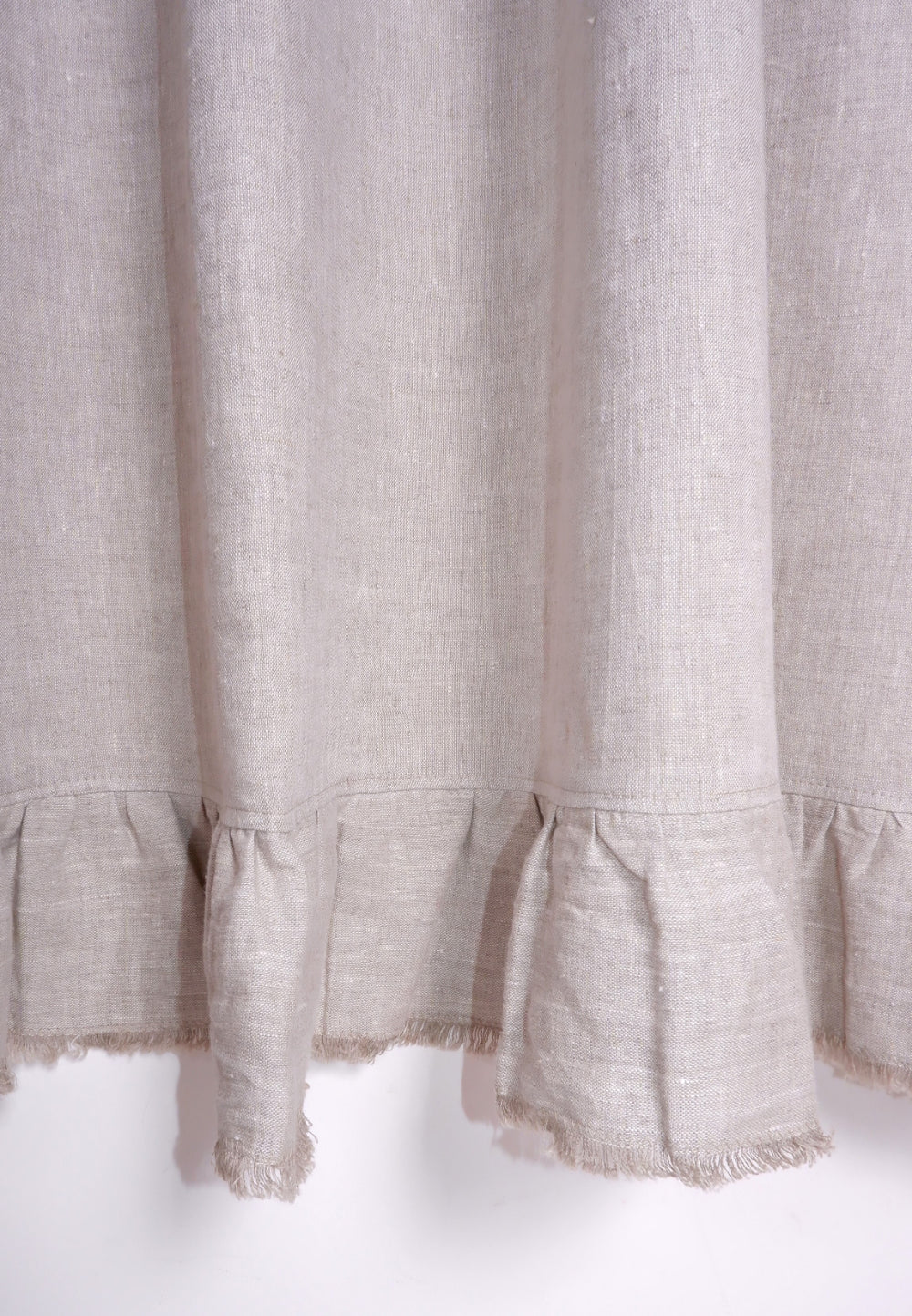 Oatmeal linen curtains - with ruffles - rod pocket