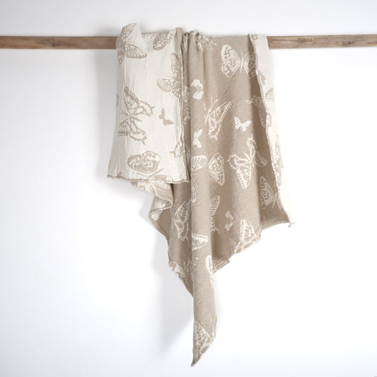 Double-faced - Linen Bath towel - Butterflies