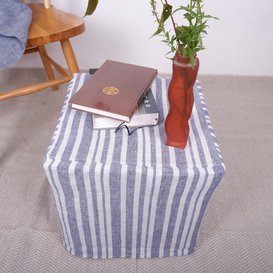 Linen ottoman slipcover - Nautical stripes