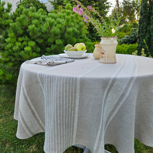 Round linen tablecloth - Village Natural