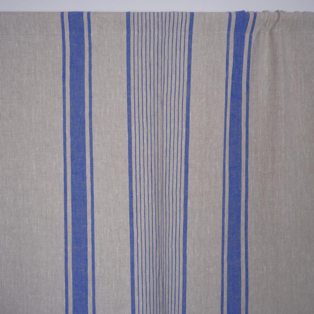 Village Blue - Linen curtains - with rod pocket