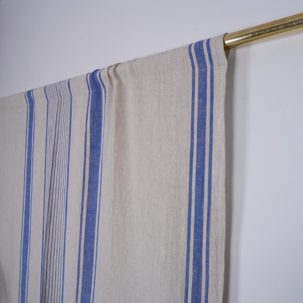 Village Blue - Linen curtains - with rod pocket