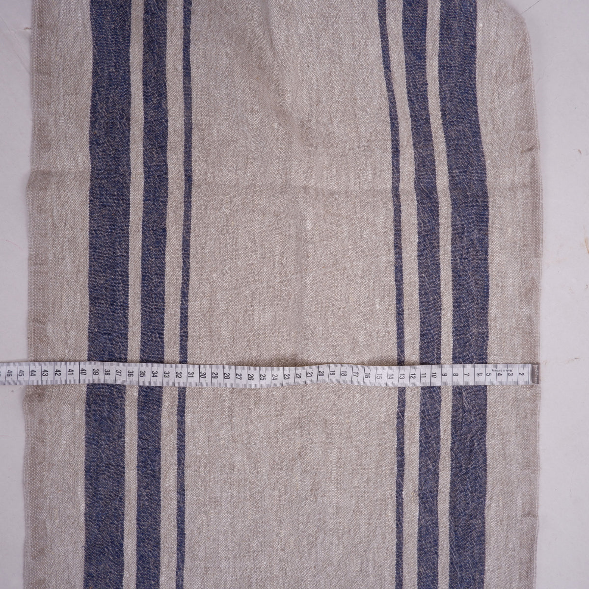 Navy stripes in linen fabric - sack weave - Grainsack - 048A