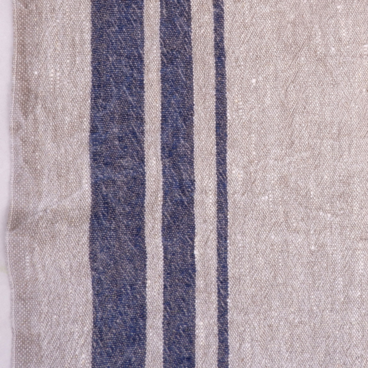 Navy stripes in linen fabric - sack weave - Grainsack - 048A