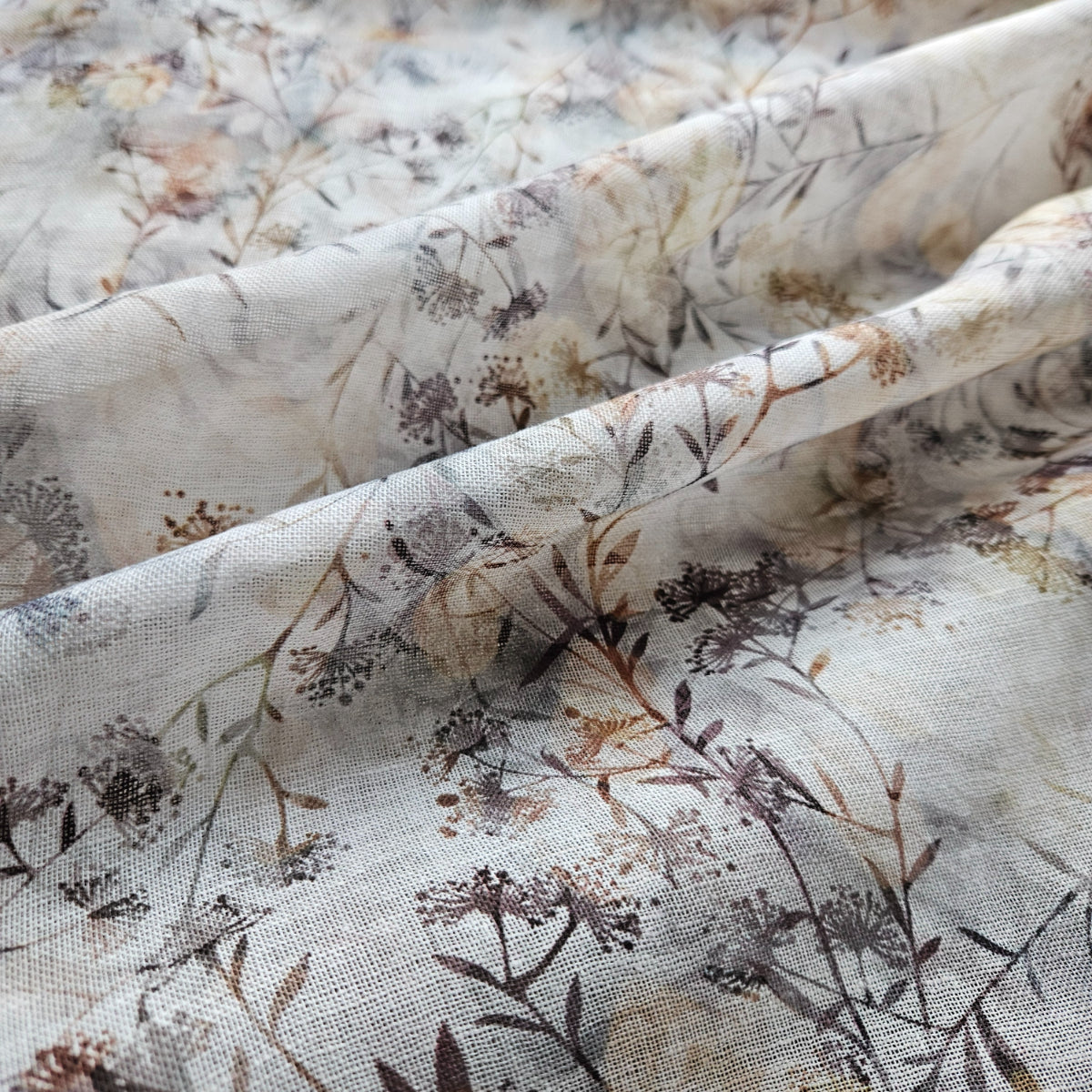 Floral linen fabric - digital printed sheer linen - T022SH