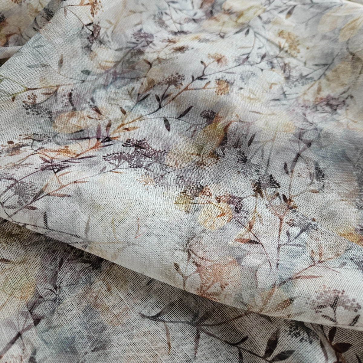 Floral linen fabric - digital printed sheer linen - T022SH