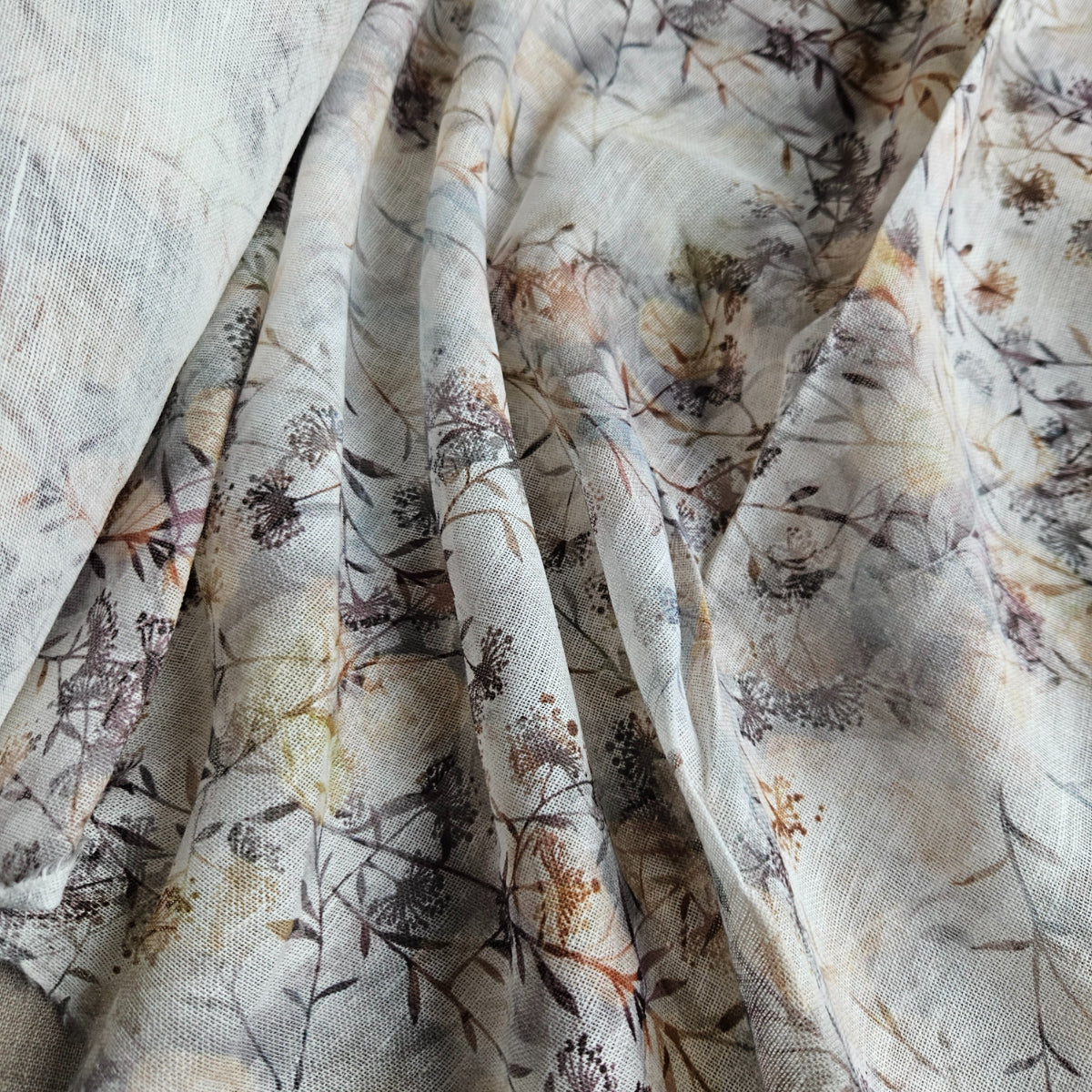 Floral linen fabric - digital printed sheer linen - T022SH