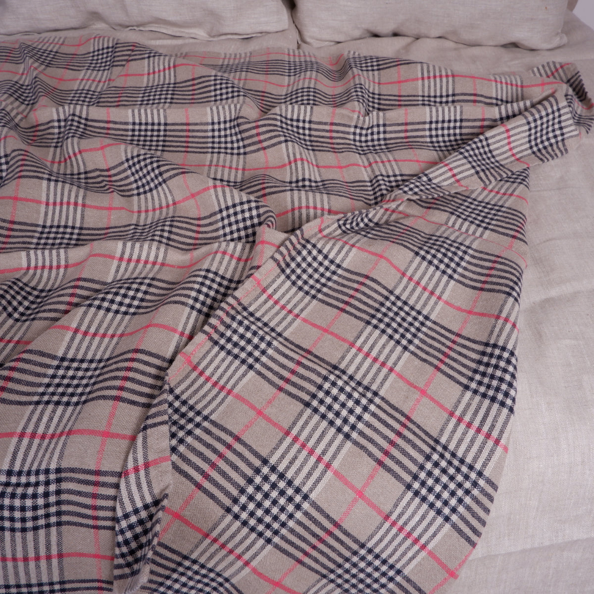 Brown checks linen blanket