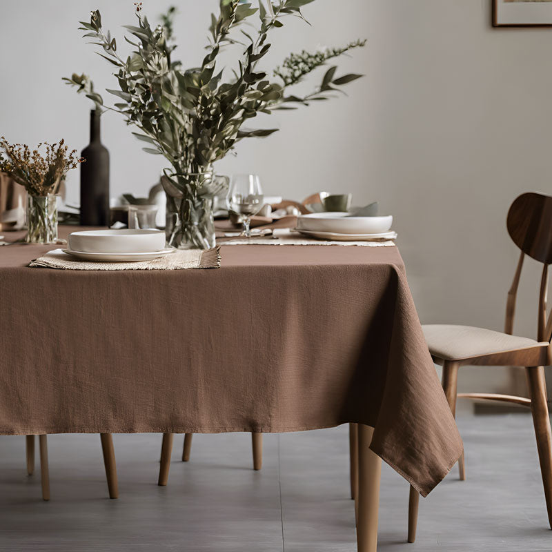 Brown linen tablecloth