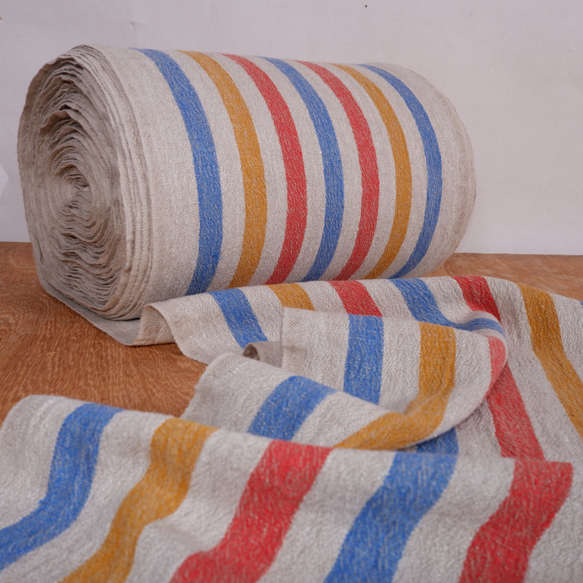 Multicolor stripes - sack weave - linen fabric - French stripes - 052A