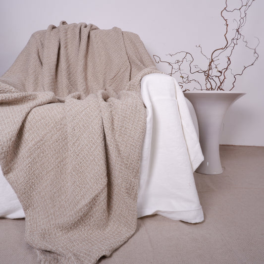 Natural - linen blanket - bed cover