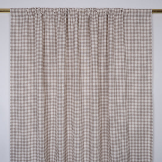 Checkered linen curtains - with rod pocket