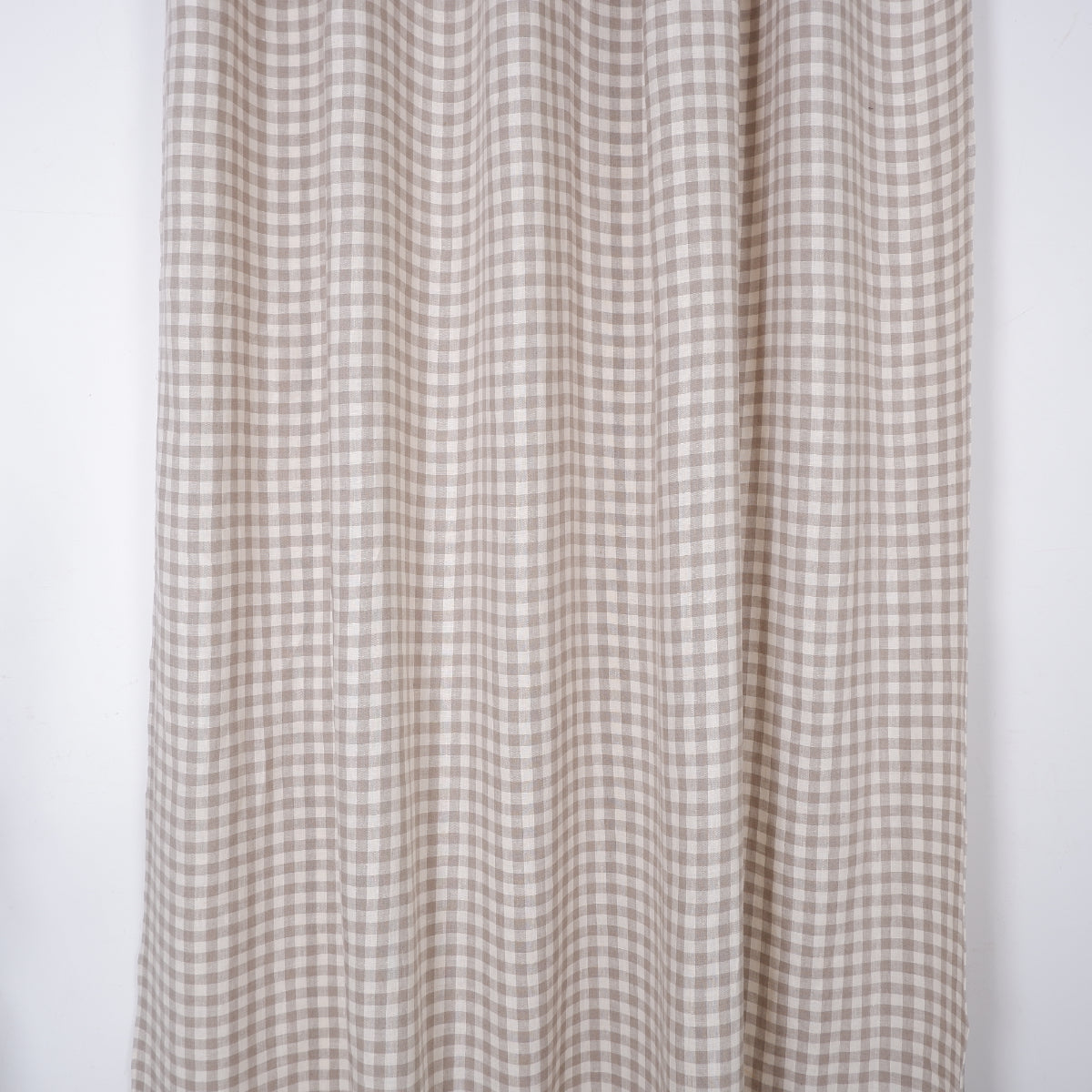 Checkered linen curtains - with tie top