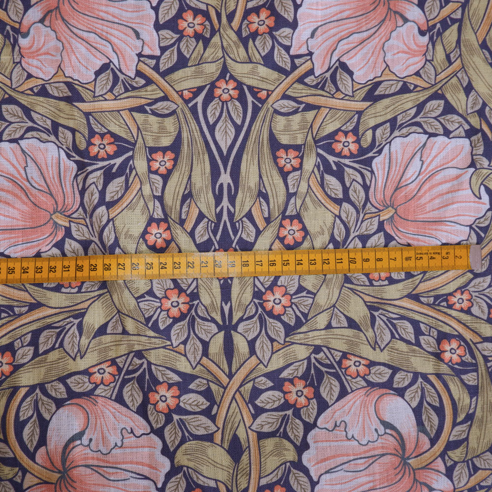 Floral linen fabric - William Morris Pimpernel colorful WM202A