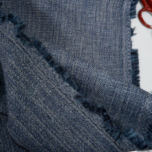 Blue and grey - Extra Heavy linen blend fabric - T025H