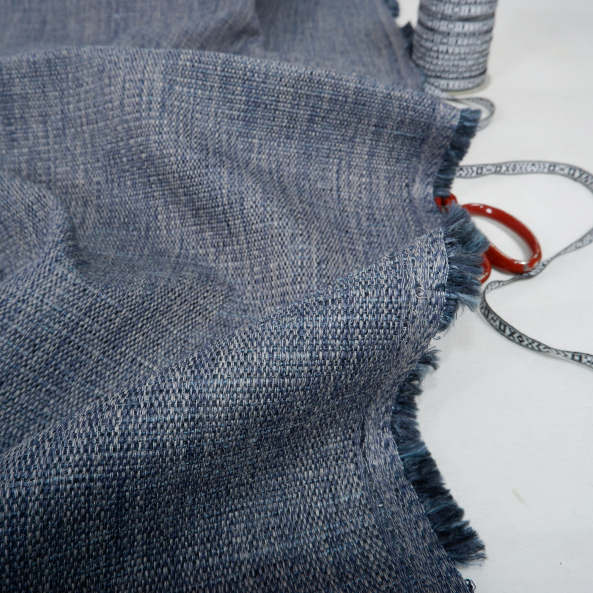 Blue and grey - Extra Heavy linen blend fabric - T025H
