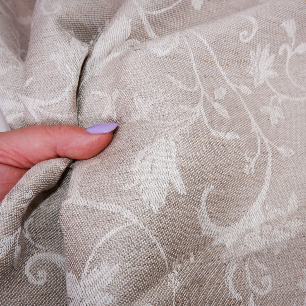 Jacquard - Natural Floral - linen fabric - T029M