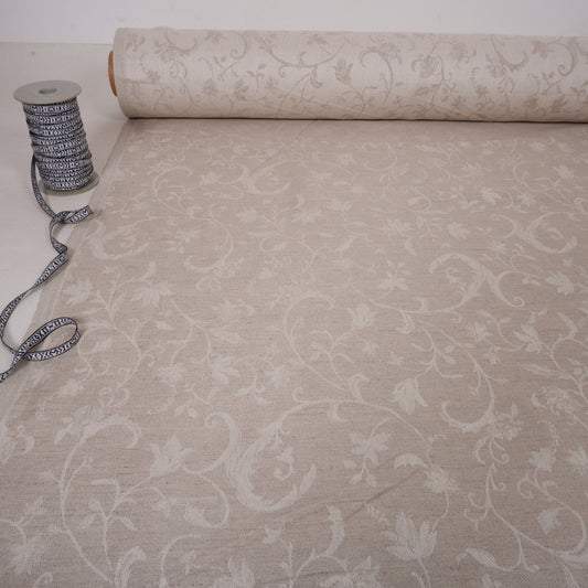 Jacquard - Natural Floral - linen fabric - T029M