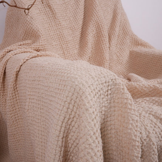 Sand Brown - linen blanket - bed cover