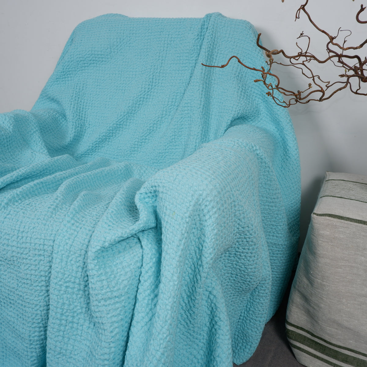 Sand Brown - linen blanket - bed cover