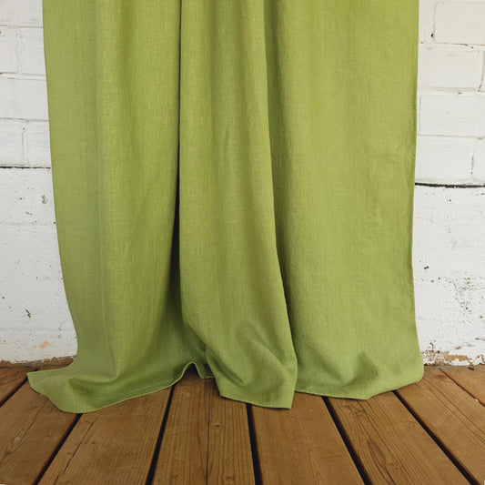 Pear green - linen curtains - with rod pocket