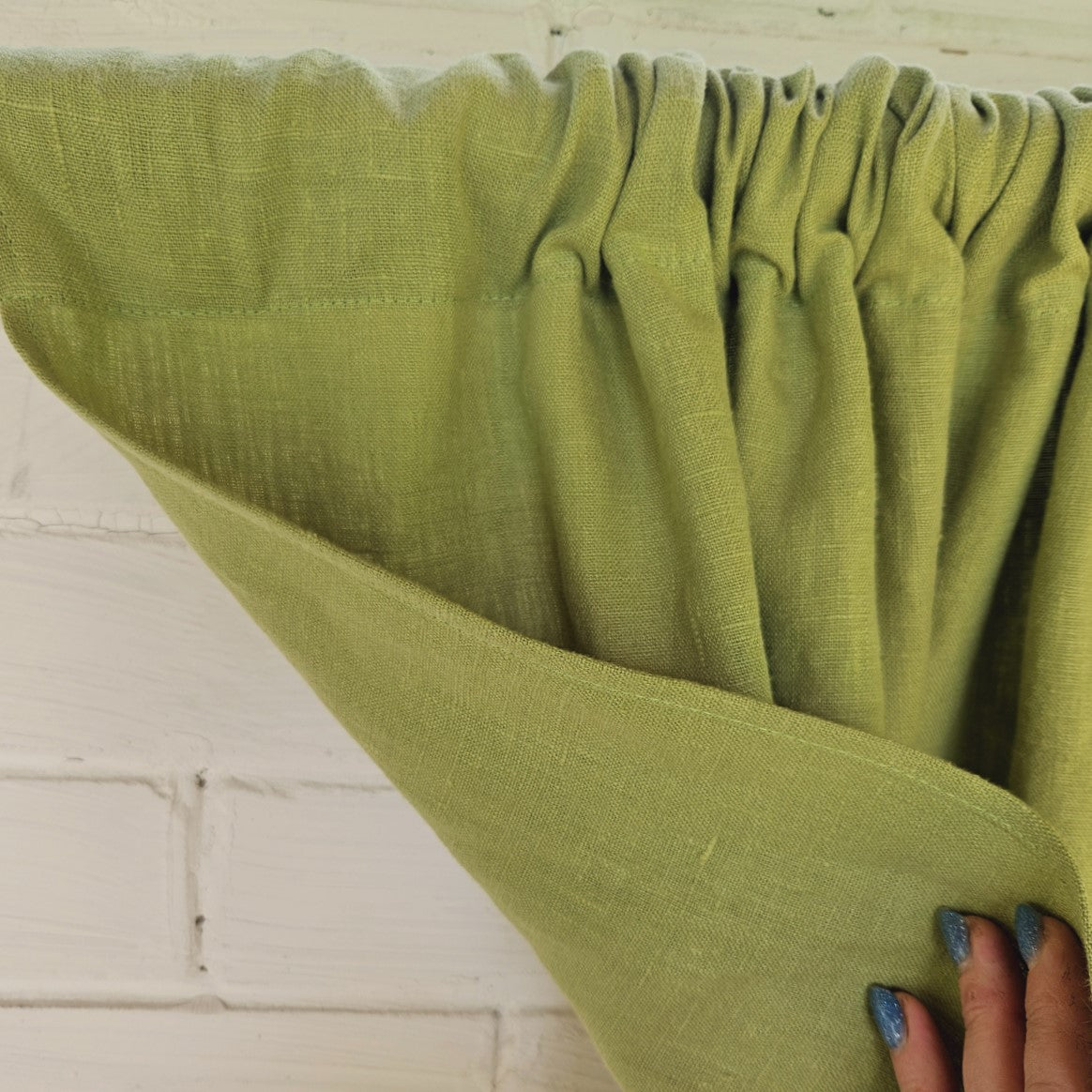 Pear green - linen curtains - with rod pocket