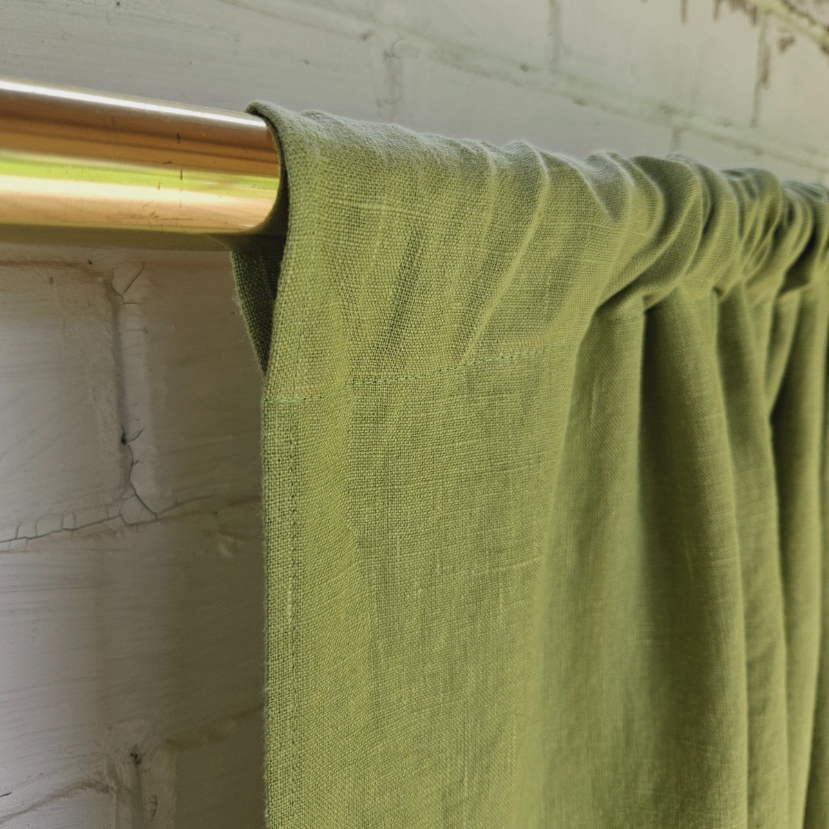 Pear green - linen curtains - with rod pocket