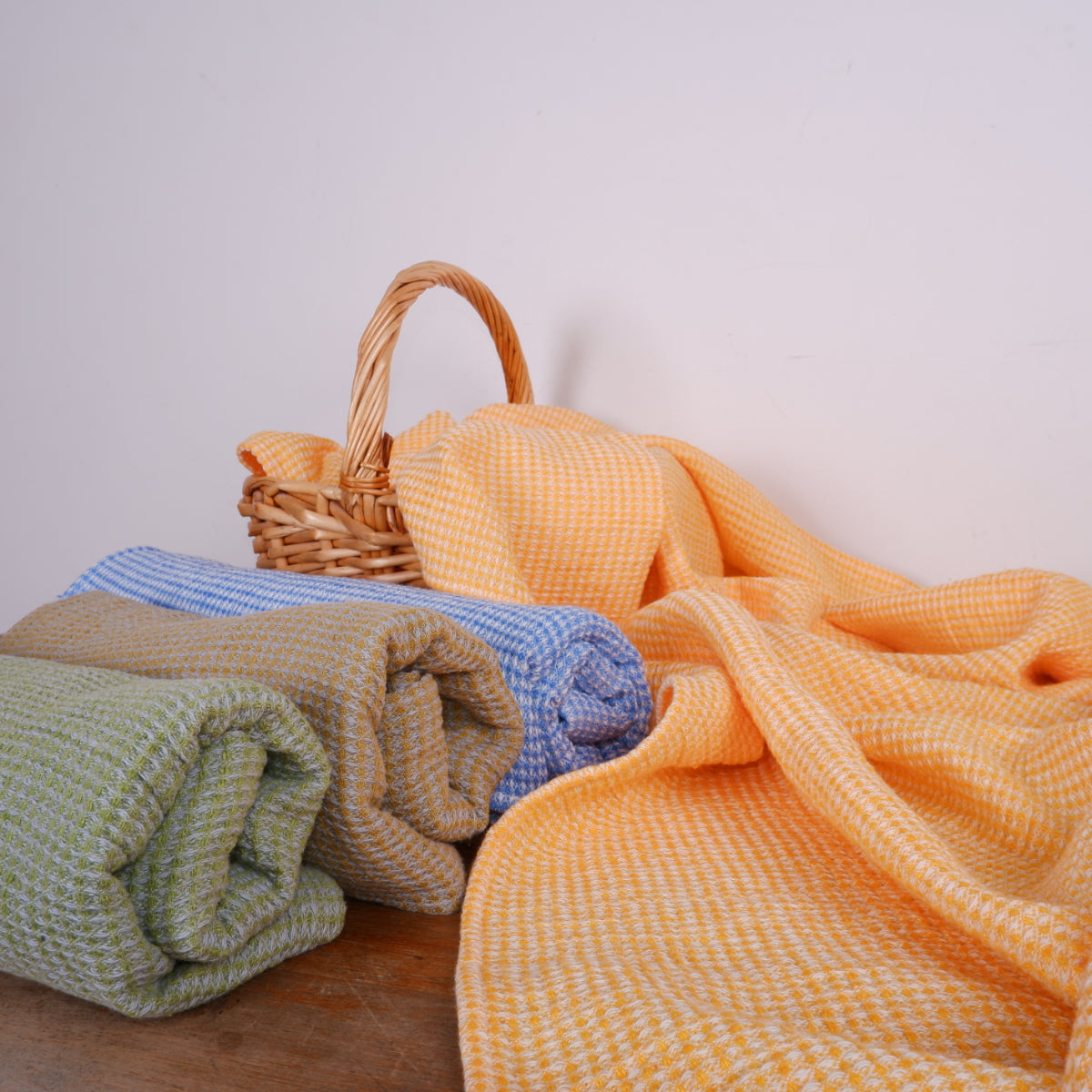 Waffle Orange - Linen cotton blended - bath towel